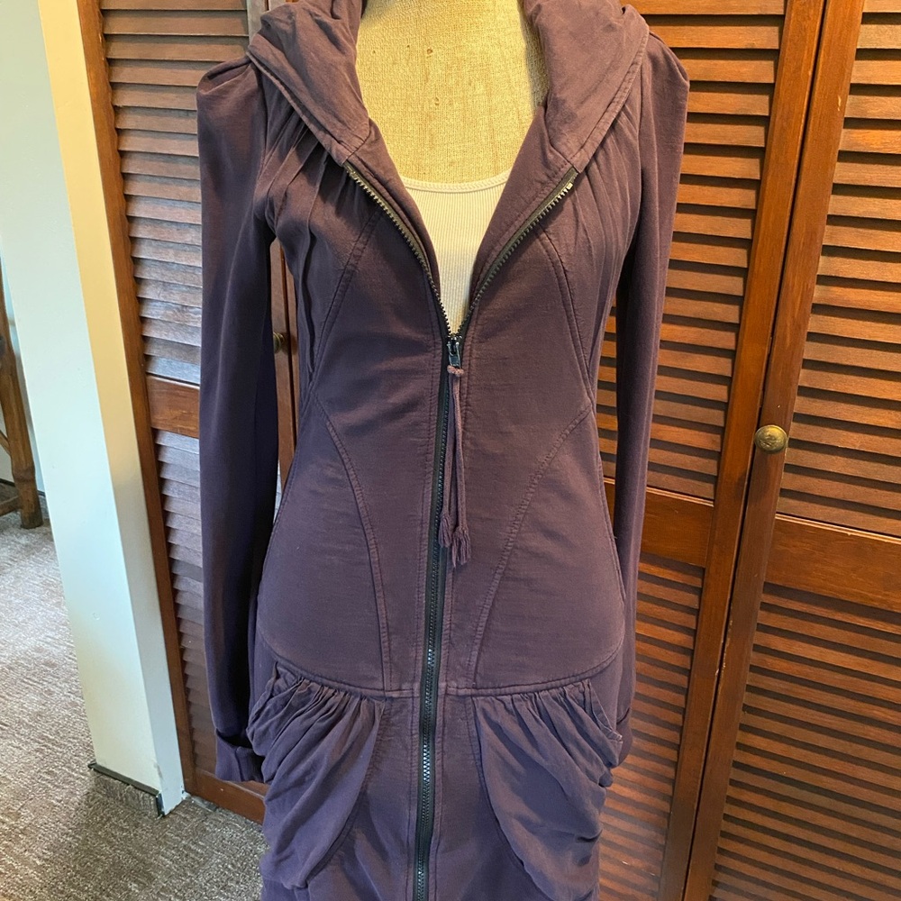 Prairie Underground Hoodie Sweatshirt/Dress XS Plum Organic Cotton Never Worn
